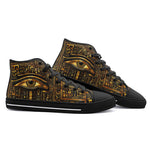 High-Top Canvas Shoes Egyptian Hieroglyphs Golden Eye