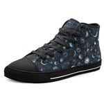 High-Top Canvas Shoes Stars Moons and Celestial Symbols