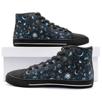 High-Top Canvas Shoes Stars Moons and Celestial Symbols