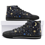 High-Top Canvas Shoes Celestial Symbols