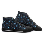 High-Top Canvas Shoes Celestial Elements Blue Moons and Stars