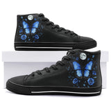 High-Top Canvas Shoes Blue Butterfly with Roses