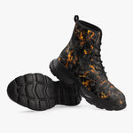PU Leather Chunky Boots Flame and Smoke Pattern