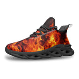 Sports Mesh Sneakers Burning Flames Print