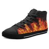 High-Top Canvas Shoes Burning Flames Print