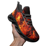 Sports Mesh Sneakers Burning Flames Print