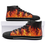 High-Top Canvas Shoes Burning Flames Print