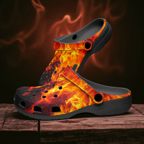 Classic Clogs Burning Flames Print