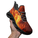 Sports Mesh Sneakers Fiery Flames Pattern