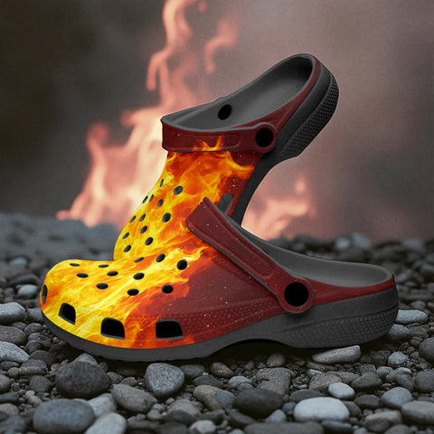 Classic Clogs Fiery Flames Pattern