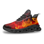 Sports Mesh Sneakers Red and Yellow Flames