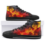 High-Top Canvas Shoes Red and Yellow Flames