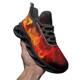 Sports Mesh Sneakers Red and Yellow Flames