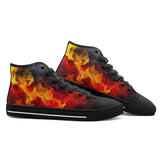 High-Top Canvas Shoes Red and Yellow Flames