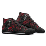 High-Top Canvas Shoes Grim Reaper Surrounded by Red Roses