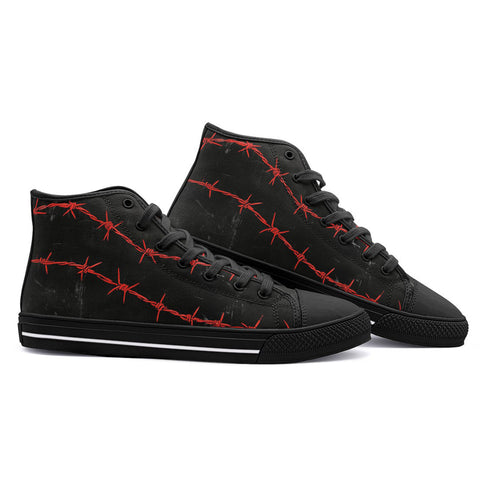 High-Top Canvas Shoes Red Barbed Wire