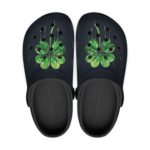 Classic Clogs Dripping Green Four-Leaf Clover