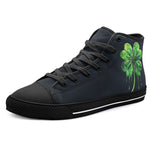 High-Top Canvas Shoes Dripping Green Four-Leaf Clover