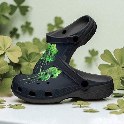 Classic Clogs Dripping Green Four-Leaf Clover