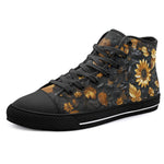 High-Top Canvas Shoes Golden Sunflowers and Leaves