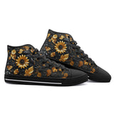 High-Top Canvas Shoes Golden Sunflowers and Leaves