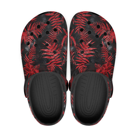 Classic Clogs Ferns in Red and Black