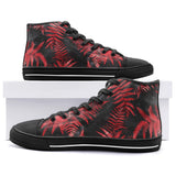 High-Top Canvas Shoes Ferns in Red and Black