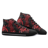 High-Top Canvas Shoes Ferns in Red and Black