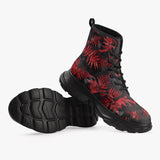 PU Leather Chunky Boots Ferns in Red and Black