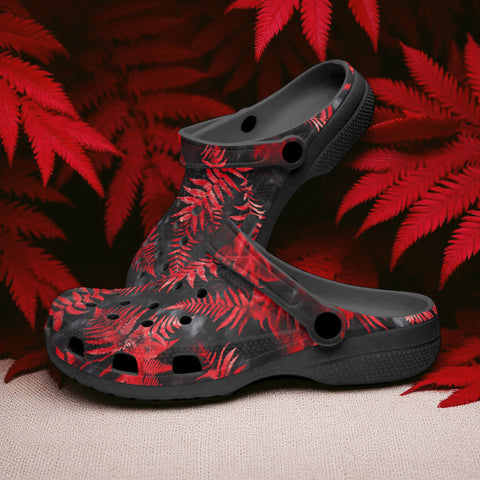 Classic Clogs Ferns in Red and Black