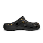 Classic Clogs Black and Gold Floral Pattern