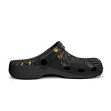 Classic Clogs Black and Gold Floral Pattern