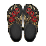 Classic Clogs Red Poppy Flowers and Golden Leaves