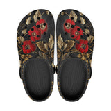 Classic Clogs Red Poppy Flowers and Golden Leaves