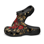 Classic Clogs Red Poppy Flowers and Golden Leaves