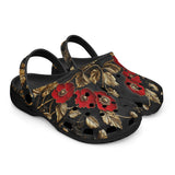 Classic Clogs Red Poppy Flowers and Golden Leaves