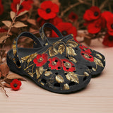 Classic Clogs Red Poppy Flowers and Golden Leaves