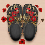 Classic Clogs Red Poppy Flowers and Golden Leaves