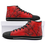 High-Top Canvas Shoes Red Plum Blossom