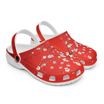 Classic Clogs White Plum Blossoms Red Background