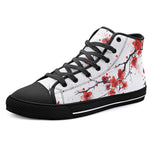 High-Top Canvas Shoes Red Ink Painting Blooming Plum Blossoms