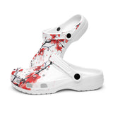 Classic Clogs Red Ink Painting Blooming Plum Blossoms