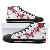 High-Top Canvas Shoes Red Ink Painting Blooming Plum Blossoms