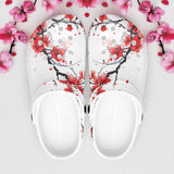Classic Clogs Red Ink Painting Blooming Plum Blossoms