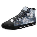 High-Top Canvas Shoes White Magnolia Flowers