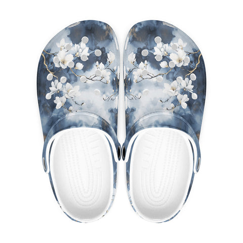 Classic Clogs White Magnolia Flowers