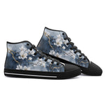 High-Top Canvas Shoes White Magnolia Flowers