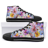 High-Top Canvas Shoes Bright and Vibrant Colors Flowers