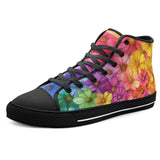 High-Top Canvas Shoes Colorful Blooming Chrysanthemums Flowers