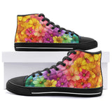 High-Top Canvas Shoes Colorful Blooming Chrysanthemums Flowers